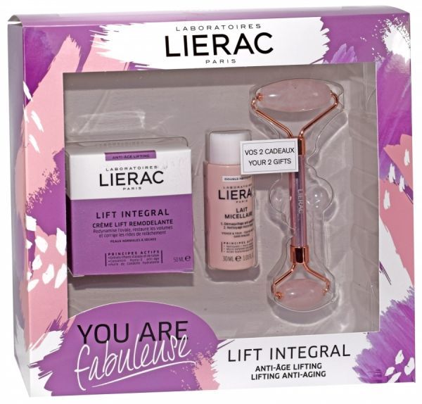 Lierac Lift Integral promocyjny zestaw - modelujący krem liftingujący 50 ml + mleczko micelarne do demakijażu 30 ml + roller z różowego kwarcu GRATIS!!!