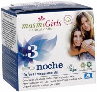 Masmi Girls ultracienkie bawełniane podpaski higieniczne na noc ze skrzydełkami dla nastolatek x 10 szt