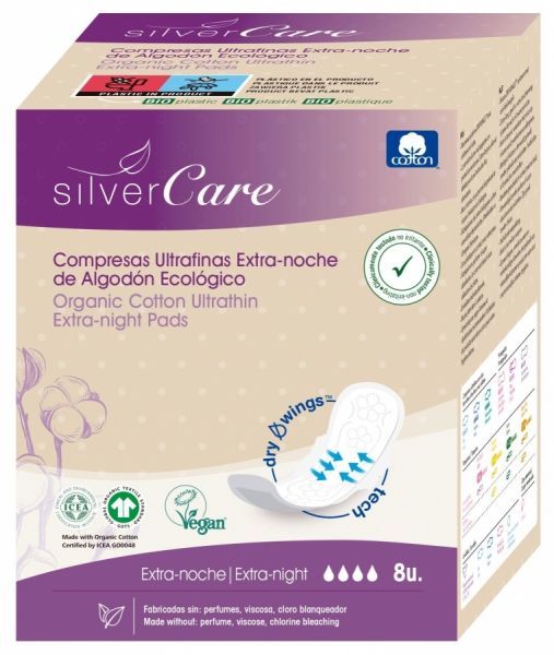 Masmi Silver Care podpaski ekstra długie i ultra cienkie  - 100% bawełny organicznej x 8 szt