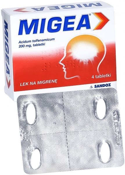 Migea 200 mg - tabletki na migrenowe bóle głowy x 4 tabl