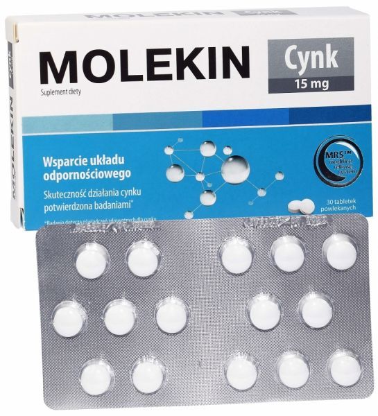 Molekin Cynk 15 mg x 30 tabl powlekanych