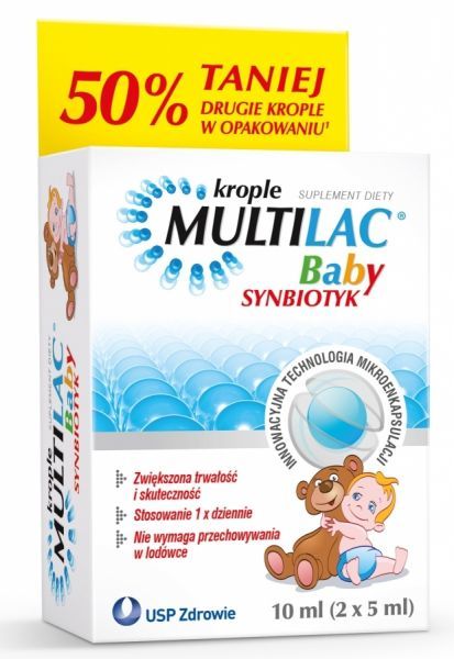 Multilac Baby synbiotyk krople 2 x 5 ml + opaska NIEZGUBKA na rękę dla dzieci GRATIS!!!