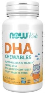 NOW Foods DHA 100 mg dla dzieci x 60 kaps żelowych do ssania