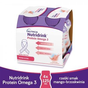 Nutridrink protein Omega-3 o smaku mango-brzoskwinia 4 x 125 ml (krótka data)