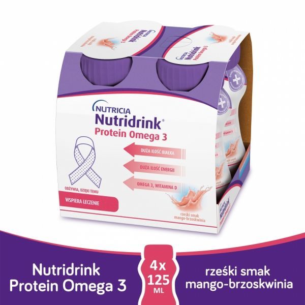 Nutridrink protein Omega-3 o smaku mango-brzoskwinia 4 x 125 ml