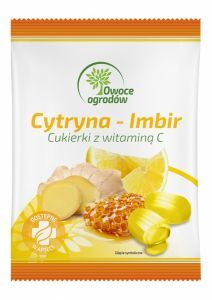 Owoce Ogrodów Cytryna-Imbir - ziołowe cukierki cytryna-imbir i witamina C 50 g