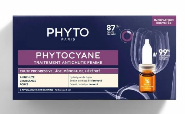 Phyto phytocyane kuracja przeciw postępującemu wypadaniu włosów dla kobiet 12 amp x 5 ml