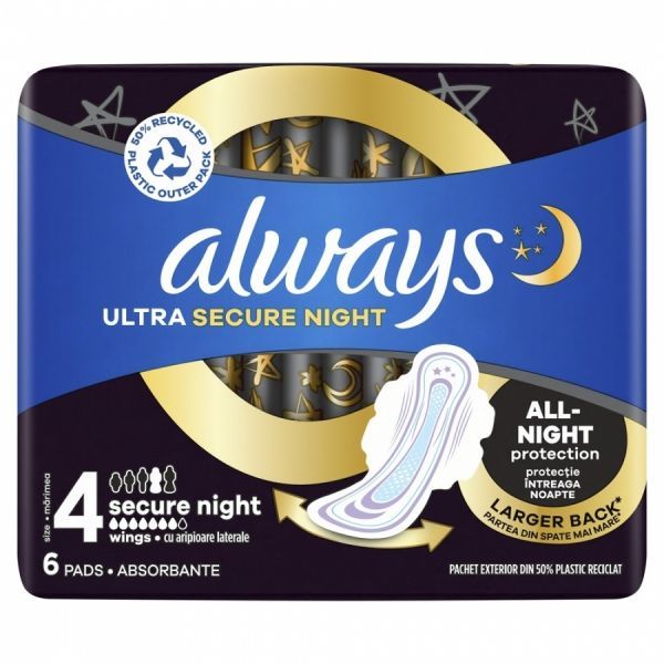 Podpaski Always Ultra Secure Night (rozmiar 4) x 6 szt