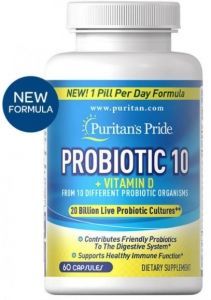 Puritan's Pride Probiotyk 10 + Witamina D3 x 60 kaps