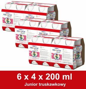 Resource Junior truskawkowy w sześciopaku (6x) 4 x 200 ml