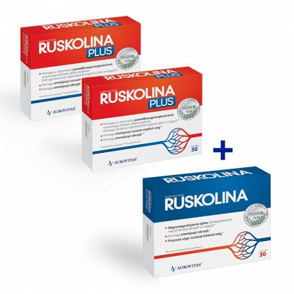 Ruskolina Plus w dwupaku (2 x 30 kaps) + Ruskolina x 30 kaps GRATIS!!!