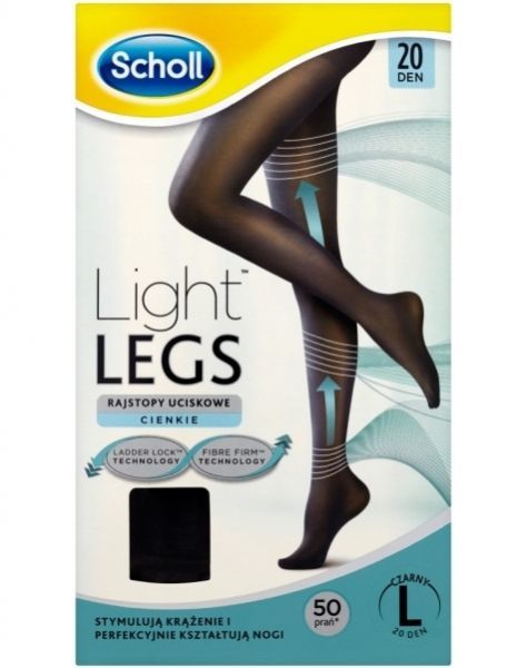 Scholl Light Legs rajstopy uciskowe cienkie 20 Den rozmiar L x 1 szt (czarne)