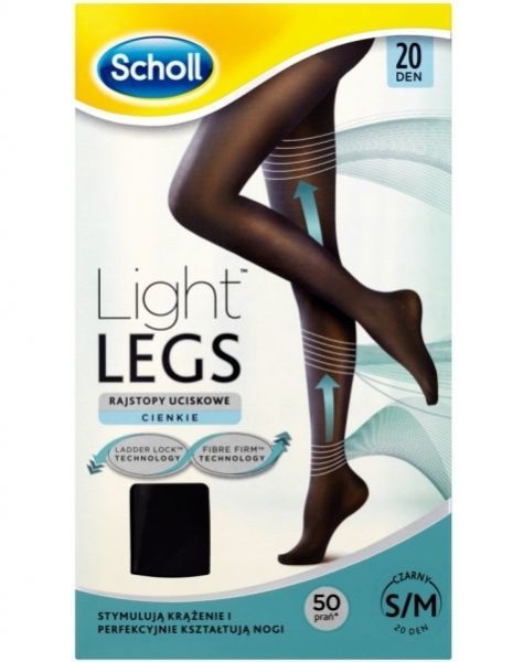 Scholl Light Legs rajstopy uciskowe cienkie 20 Den rozmiar S/M x 1 szt (czarne)