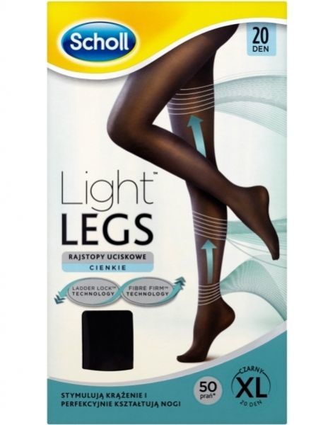 Scholl Light Legs rajstopy uciskowe cienkie 20 Den rozmiar XL x 1 szt (czarne)