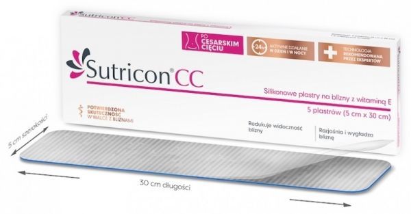 Sutricon CC plastry silikonowe na blizny z witaminą E x 5 szt (5cm x 30cm)